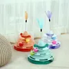 3/4 nivåer Cat Toy Tower Scratcher spårar interaktiv med rolig avslappning Pass-tid teaser Training Amusement Game Board Övning 240226