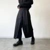 Pantaloni elastici cravatta in vita culottes uomini hauku streetwear tendenza alla larga gamba nera casual kimono pantaloni da uomo pantaloni