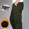 Vintermen Mens Cargo Pants Double Layer Fleece Warm Thick Military Camouflage Tactical Cotton Long Trousers Men baggy Casual Pants 240220