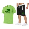 Summer Men's Fitness Fashion Leisure Spor Seti Spor Seti Seti Kısa Kollu T-Shirt Şort 2 Parçalı Set