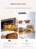 Servies KAWASIMAYA Jaar 3PCS Glas Geïsoleerde Lunchbox Magnetron Verwarming Speciale Kom Met Deksel Verzegeld Vers Fruit Rijst