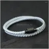 Bracelets de charme 202Minimaliste Hommes Bracelet Double Couche Quille Corde Tressée Braslet En Acier Inoxydable Boucle Magnétique Bijoux De Mode Dr Dhqas