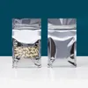 Silver Aluminum Foil Window Bag Resealable Holographic Biscuit Sugar Coffee Beans Snack Nuts Gifts Packaging Pouches LX6369