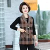 Gilet da donna 2024 Mamma Primavera Autunno Sottile Plaid Gilet Corto Giacca da donna Moda per il tempo libero Collare del vestito Cappotto monopetto femminile