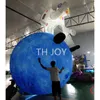 free door delivery outdoor activities 8mH (26ft) Giant Inflatable astronaut sitting on the Moon with LED light balloons customized Inflatable Spaceman