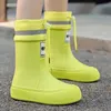 منصة نساء Rainboots قابلة للتعديل مقاوم للماء أحذية المطر مكتنزة غير قابلة للانزلاق أحذية خارجية خفيفة الوزن زلة على الفتيات في الكاحل 240226