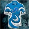 Chemises décontractées pour hommes Chemise à fleurs d'été pour hommes Detroit Streetwear Blue Cartoon Lions Shirtmens Drop Delivery Vêtements Vêtements Dhyib