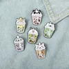 Cartoon New Creative Cute Bear Animal Shaped Pearl Milk Tea Brooch Accessories Baked Paint Badge