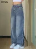 Jeans kvinnor vintage 90 -tal baggy rak denim byxor y2k hög midja lösa bred ben avslappnade långa byxor kläder kvinnliga streetwear 240227