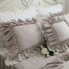 Taie d'oreiller en coton avec décoration en dentelle, taie d'oreiller brodée de princesse pour chambre de fille, couverture rose et blanche, 12 pièces, 240223