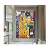 그림 추상 유화 캔버스 인쇄 포스터 클래식 아티스트 Gustav Klimt Kiss Modern Art Wall 사진 거실 Cua DHM0W