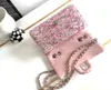 New Designer 23C Bag Sequins Flap Bag 10A Top Quality Lady Genuine Leather Chains Crossbody Bag C Bag Shoulder Bag Evening Bag 20cm And 12cm Cosmetic Bag Purse With Box