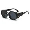 Okulary przeciwsłoneczne dla mężczyzn Punk Retro okrągłe metalowe okulary przeciwsłoneczne Kobiet Designer podstępne okulary Uv400