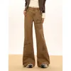 Damen Jeans American Vintage Herbst Lässige Hohe Taille Elastizität Dünne Gerade Hosen Frauen Straße Khaki Ausgestelltes