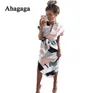 Ahagaga 2019 Spring Dress Women Fashion Print Elegant Cute Sashes Oneck Sexy Slim Sheath Dress Women Dresses Vestidos Robes Y19051959766