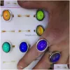 Band Rings Mood Ring Large Oval Crystal Color Changing Temperature Sensing Adjustable Size Drop Delivery Jewelry Dhwpt