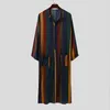 Ethnic Clothing 2024 Male Striped Shirt Muslim Men Abaya Arabic Islamic Loose Long Robe Saudi Arab Middle East Clothes