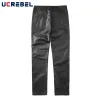 Pantaloni Pantaloni a gamba dritta cerata Pantaloni streetwear da uomo con cerniera Decorazione Pantaloni casual Pantaloni da strada da uomo