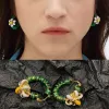 Modemarke Charme Frauen Weben Ohrringe Tropft Öl Hoop Ohrring perle Blumen Schmuck Charms