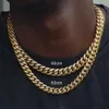 12 mm Miami Mens Cuban Link Naszyjnik 316L Stal nierdzewna Złota Naszyjnik dla kobiet z pełnym mrożonym zapięciem 240226