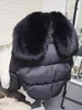 Oversize real fox fur collar womens short parkas with zipper hooded White duck down jacket