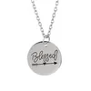 12pcs / lot nouvelle arrivée collier BÉNI Inspirational Motivation Gravé Charms Collier pendentif collier pour ami Bijoux gif274S