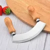 Stainless Steel Wooden Handle Swing Cutter Double Pizza Wheel Knife Sawtooth Shovel Kitchen Baking Scraper Tool 240226