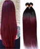 Плетение прямых волос PASSION Ombre 4 пучка Темно-красный 1B 99J Бордовый бразильский девственный волос 100 пучков переплетения человеческих волос6494626