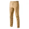 Pants Men's Casual Trousers Solid Cotton Suit Small Foot Tight Trousers Men's Business Casual Cotton Trousers Dress Pants