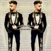 Men's Suits Man Velvet Suit Groom Wedding Tuxedos Gold Appliques Blazer Bespoke 2 Pieces Formal Party Prom Dress Trajes De Hombre 2024