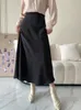 High Waisted Satin Long Skirts for Women SpringSummer Womens Skirt Aline Fashion Elegant Slim Fit Grey Black 240227