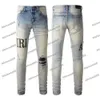 2024 New Men Jean Purple Jeans Brand Slim Fit Hole Ripped Biker Pants Skinny Pant Designer Stack Mens Womens Trend Trousers