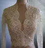 Vintage koronkowe kurtki ślubne długie rękawy seksowne vneck koronkowe ślubne bolers 2018 Custom Made Lace Bolero Wedding Akcesoria 4976904