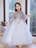 Long Princess Cinderella Flower Girl Dresses crystals beaded Ball Gown Blue Kids Pageant Gowns Newest Design Custom Tulle Cute Girl Formal Party Gowns Pageant Wears