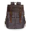 Backpack Travel Rucksack Men Laptop Wearproof Vintage Canvas Leather School Bag Neutral Portable Mochila