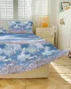 Bed Skirt Blue Sky Clouds Flowers Elastic Fitted Bedspread With Pillowcases Protector Mattress Cover Bedding Set Sheet