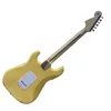 Guitare S T, corps en acajou, couleur jaune, touche festonnée en érable, 21 frettes, livraison gratuite