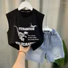 Kleidungssets Koreanische Mode Sommer Ärmellose Outfits Baby Jungen Kleidung Baumwolle Weste T-shirt Und Jeans Hosen 2 stücke Kinder 1-8 Jahre Boutique