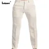 Pants Ladiguard 2023 Men's Stand Pocket Casual Linen Suit Pants Elegant Street Trouser Plus Size 3xl Mens Elegant Fashion Sweatpants