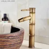 Bathroom Sink Faucets Bathroom basin faucet anti-corrosion antique brass bamboo shaped faucet single handle sink faucet hot and cold water Q240301