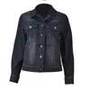Jaquetas femininas cortadas curto denim casaco de manga comprida jeans fino e casaco de inverno 240301