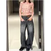Jeans pour femmes American Retro Taille haute Taille droite Hip-Hop Pantalon noir 2024 Hiver Femmes Casual Y2K Grunge Streetwear Style Denim Pantalon