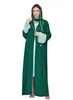 Abbigliamento etnico 2024 Moda elegante donna musulmana abito impiombato tinta unita con foulard Jalabiya maniche lunghe cardigan Medio Oriente Abaya