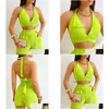 Dames Trainingspakken Tweedelige damessets Outifits 2023 Zomer Mode Halter Plunge Mouwloze Crop Top Casual Hoge Taille Zak Dro Dhu8W