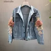 Vestes Femmes Mode- Automne 3D Fleur Denim Femmes Broderie Cowboy Jean Vestes Femme Court Denim Manteau Filles Outwear 240301