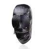 New Design Bondage Gear Hood Muzzle Harness with Detachable Eye Pad Black Leather Mask with Zipper at Mouth Fetish Sex Toy Gimp B06726928