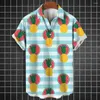 Chemises décontractées pour hommes Chemise de fruits pour hommes Été à manches courtes Tops Revers Bouton de base Homme Vêtements Plage Vêtements de vacances 2024