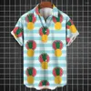 Camisas casuais masculinas camisa de frutas para homens verão manga curta tops lapela botão básico homem roupas praia férias roupas 2024