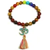 Bracelets de charme Yoga 7 Chakra OM Glands Bracelet Tibétain Bouddha Prière de Guérison Mala Bijoux Pour Femmes Hommes