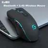 Mice KuWFi Computer Mouse Bluetooth 4.0+2.4Ghz Mouse Wireless Dual Mode 2 In 1 2400DPI Ergonomic Portable Optical Mice for PC/Laptop